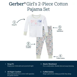 2-Piece Infant & Toddler Girls Ditsy Floral Long Sleeve Pajama Set