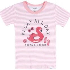 4-Piece Infant & Toddler Girls Flamingo Floatie Cotton Pajama Short Set