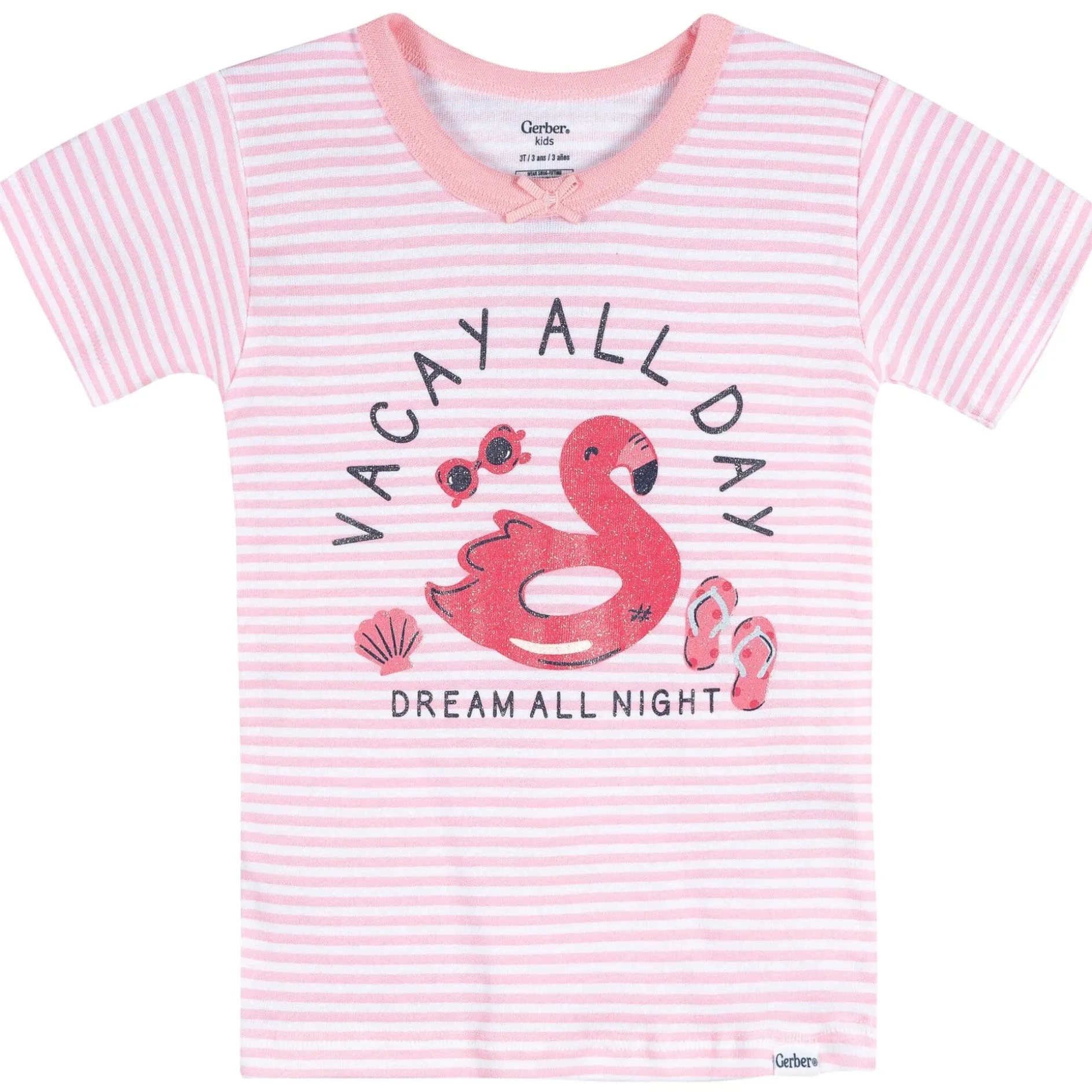 4-Piece Infant & Toddler Girls Flamingo Floatie Cotton Pajama Short Set