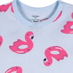 4-Piece Infant & Toddler Girls Flamingo Floatie Cotton Pajama Short Set