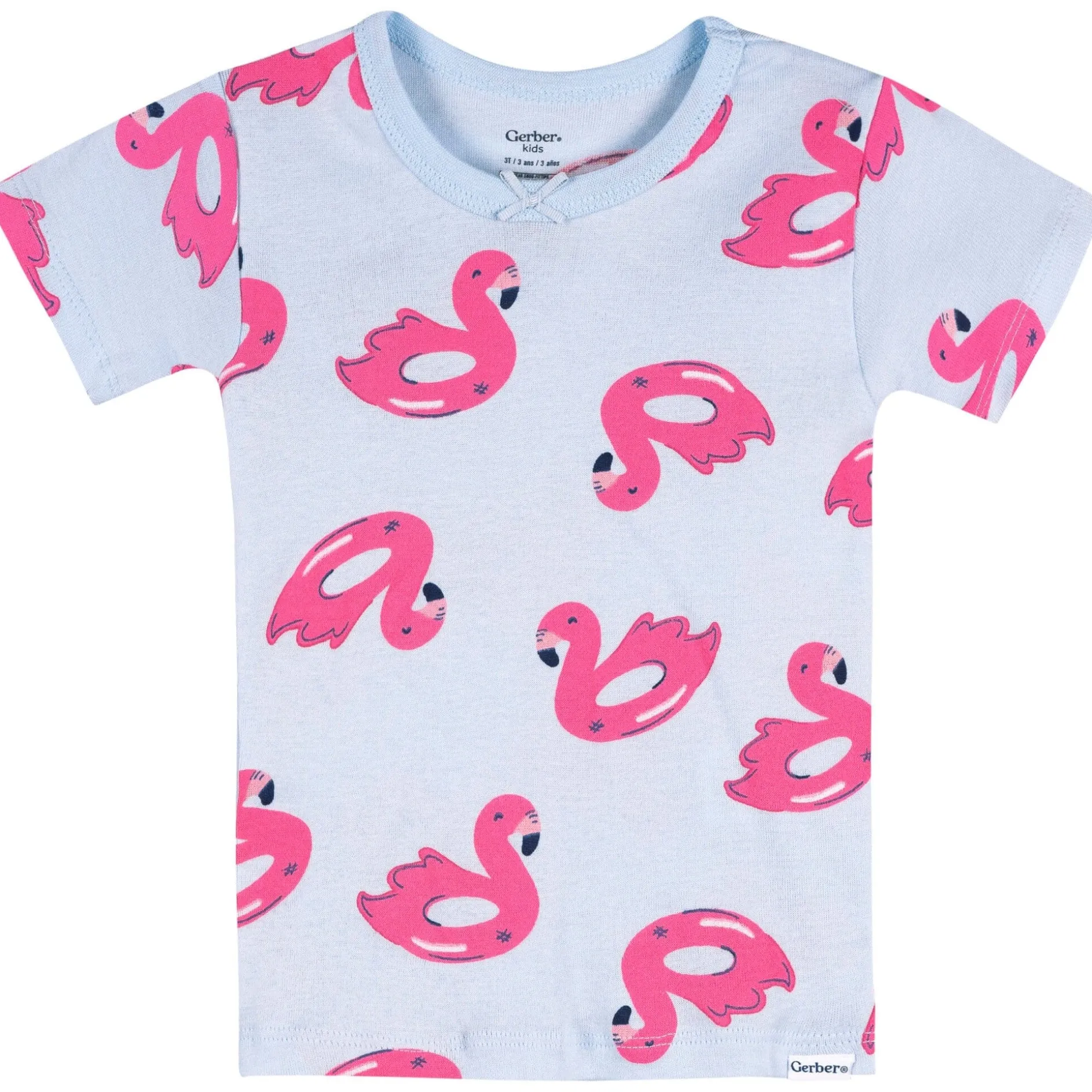 4-Piece Infant & Toddler Girls Flamingo Floatie Cotton Pajama Short Set