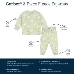 2-Piece Infant & Toddler Girls Green Forrest Fleece Pajamas