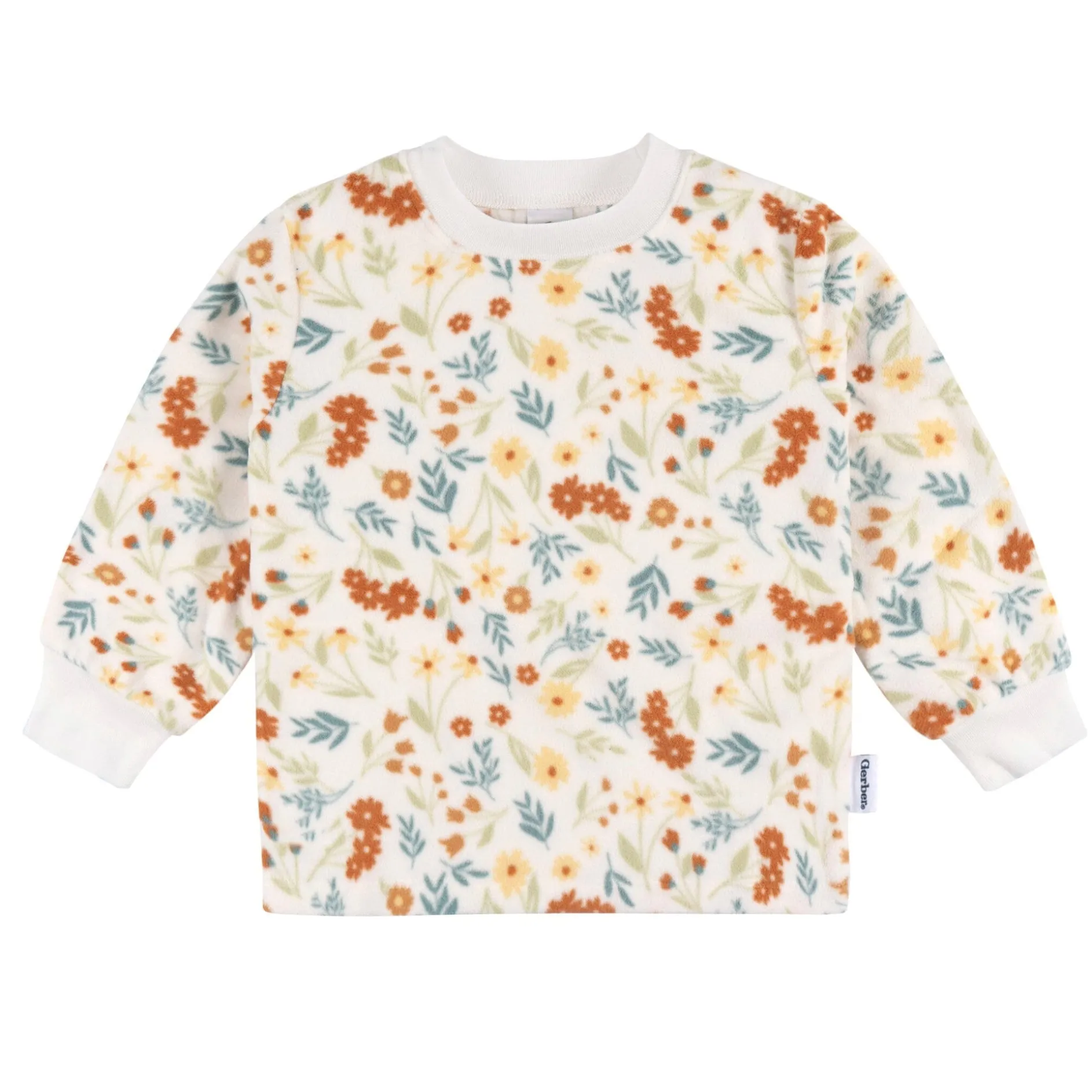 2-Piece Infant & Toddler Girls Ivory Floral Fleece Pajamas