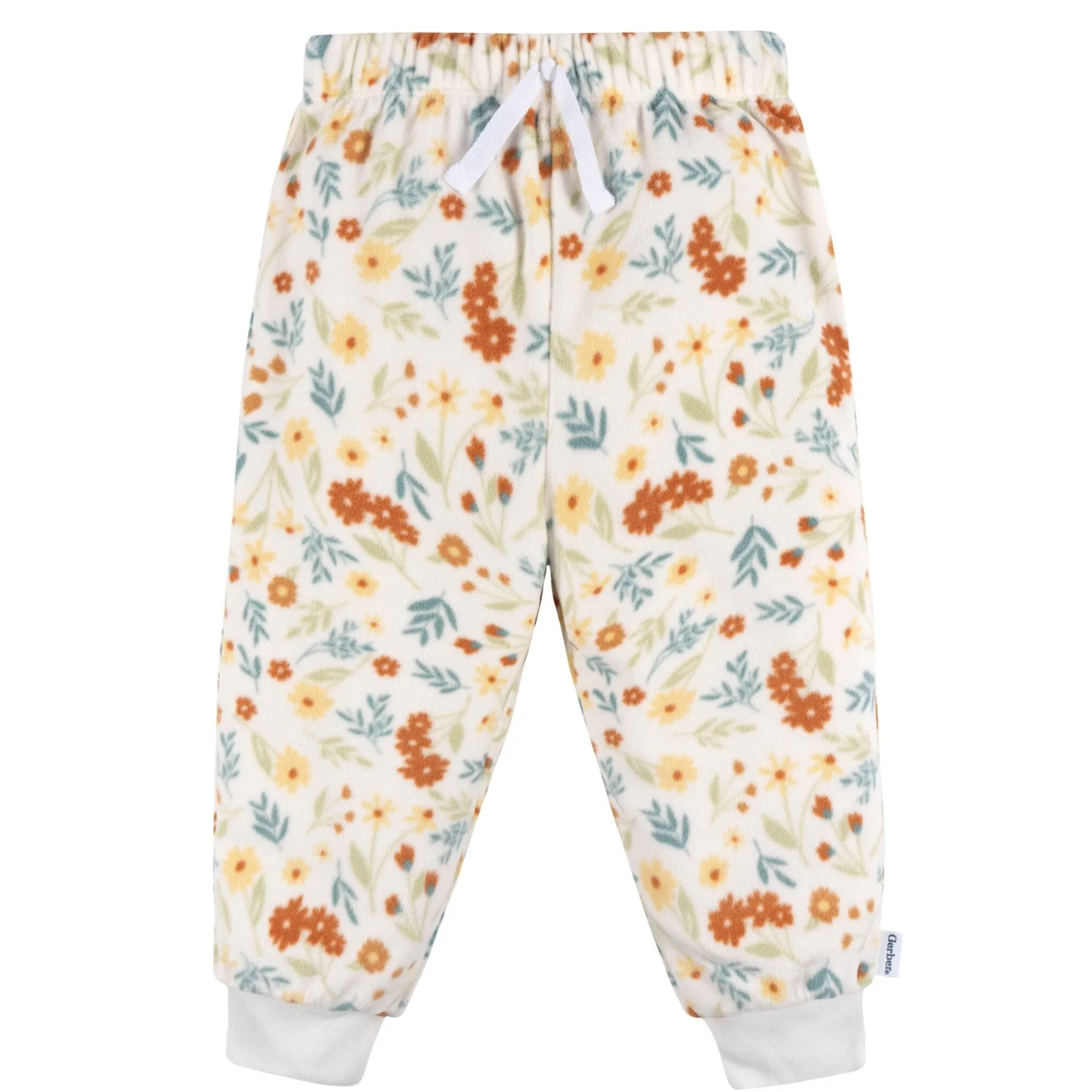 2-Piece Infant & Toddler Girls Ivory Floral Fleece Pajamas