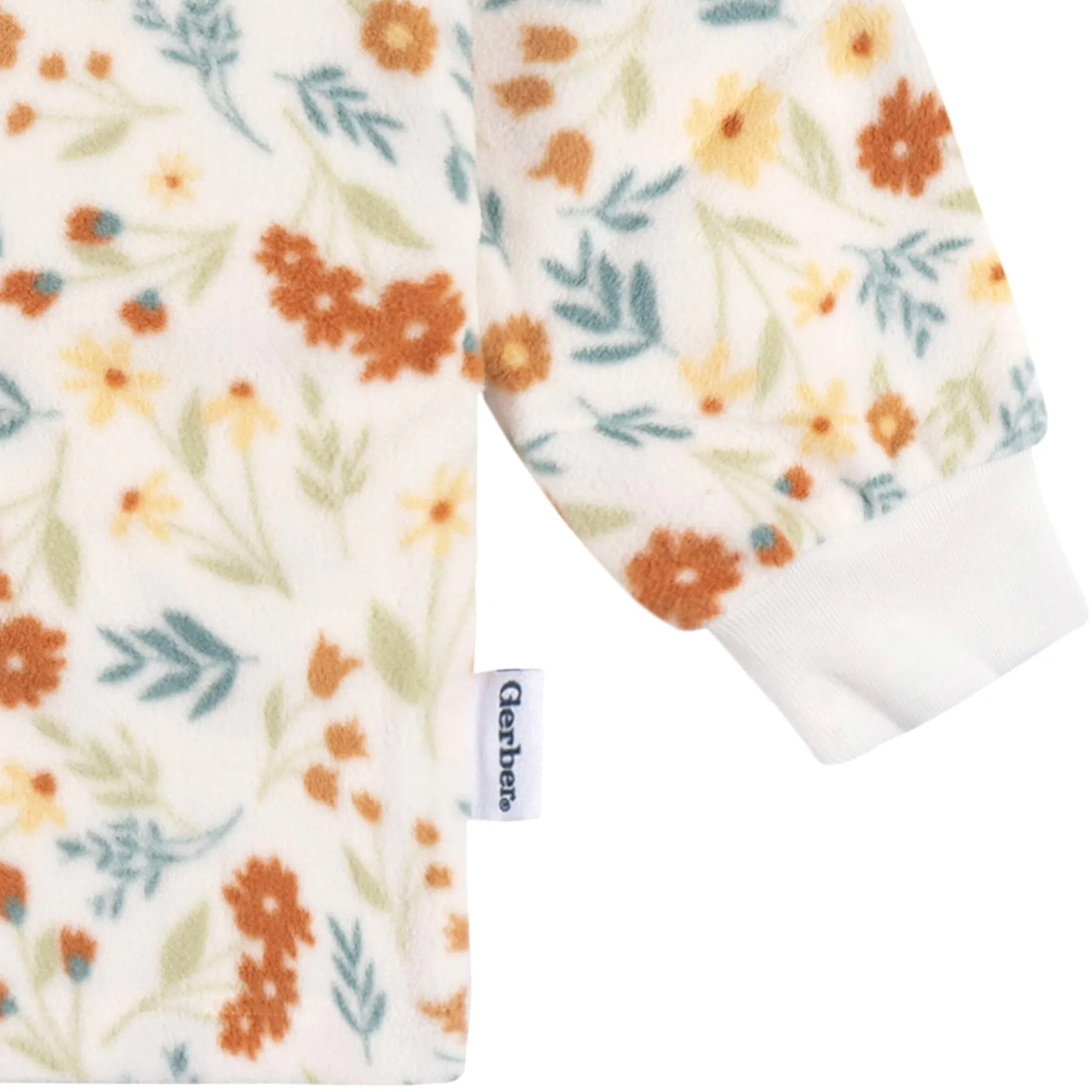 2-Piece Infant & Toddler Girls Ivory Floral Fleece Pajamas