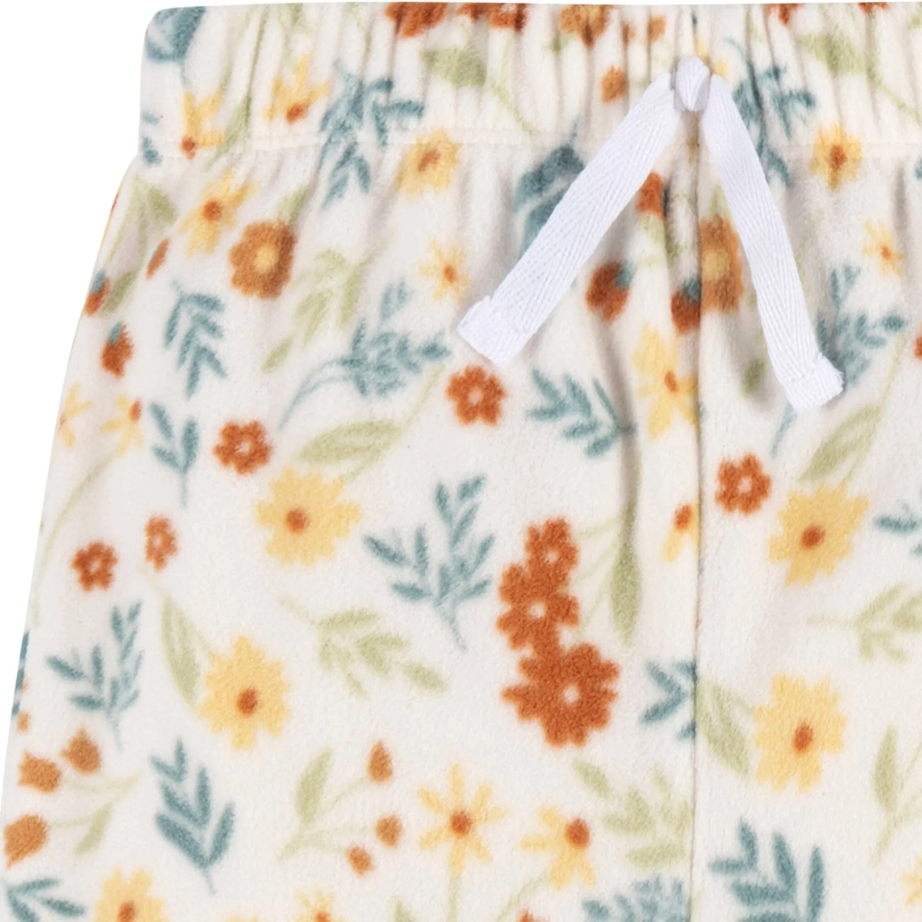 2-Piece Infant & Toddler Girls Ivory Floral Fleece Pajamas
