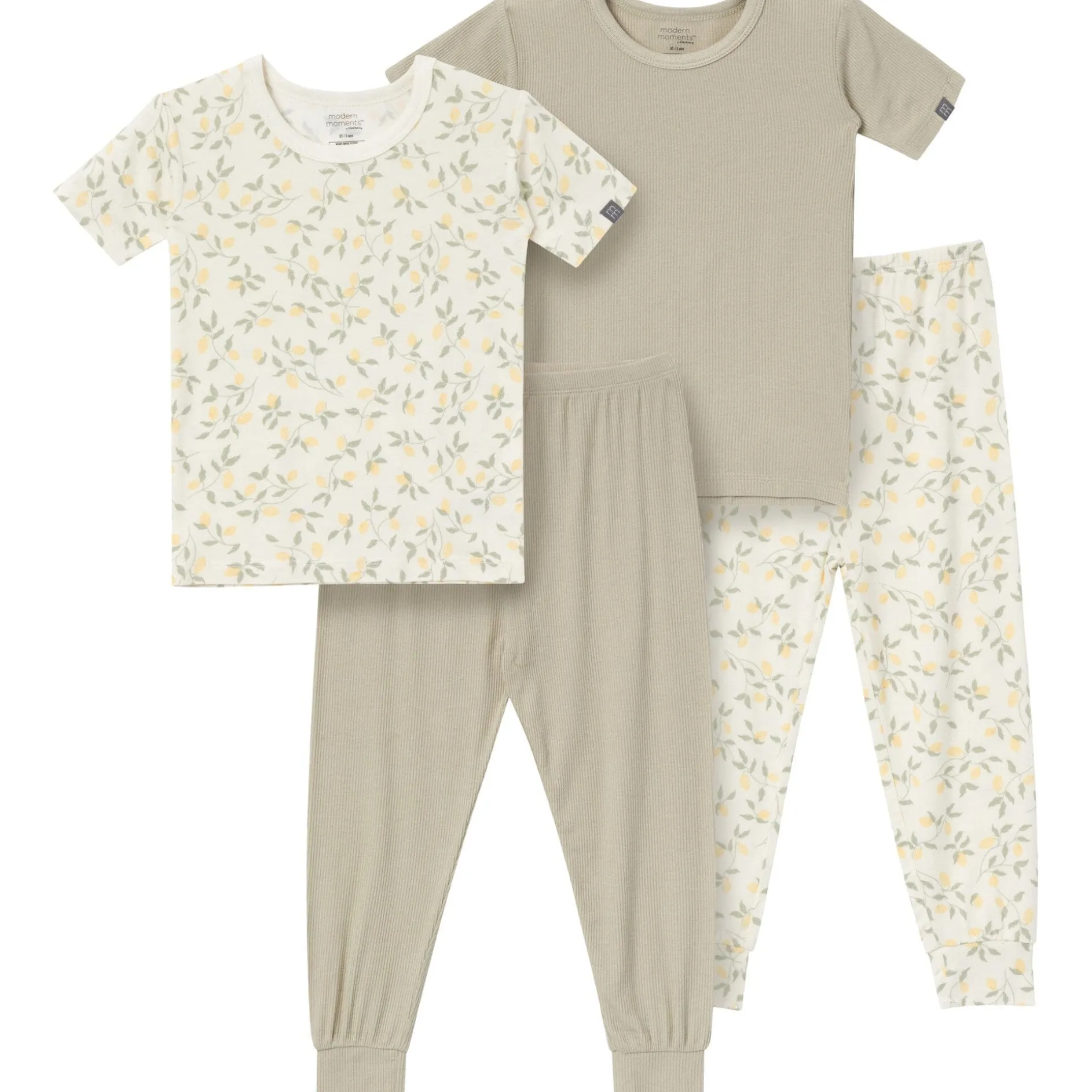 4-Piece Infant & Toddler Girls Lemon Vines Viscose Snug Fitting Pajamas
