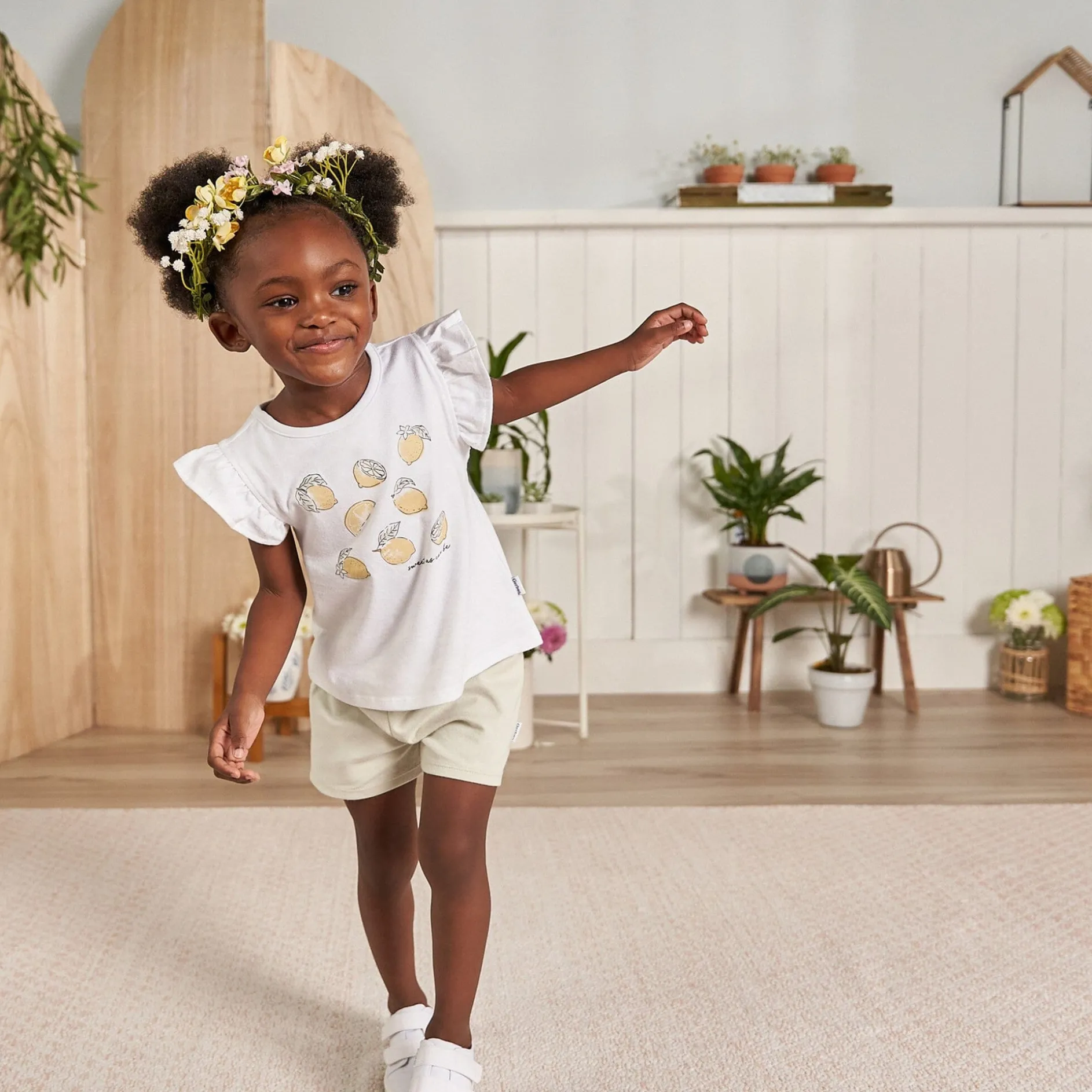 3-Piece Infant & Toddler Girls Lemons Shirts and Shorts Set