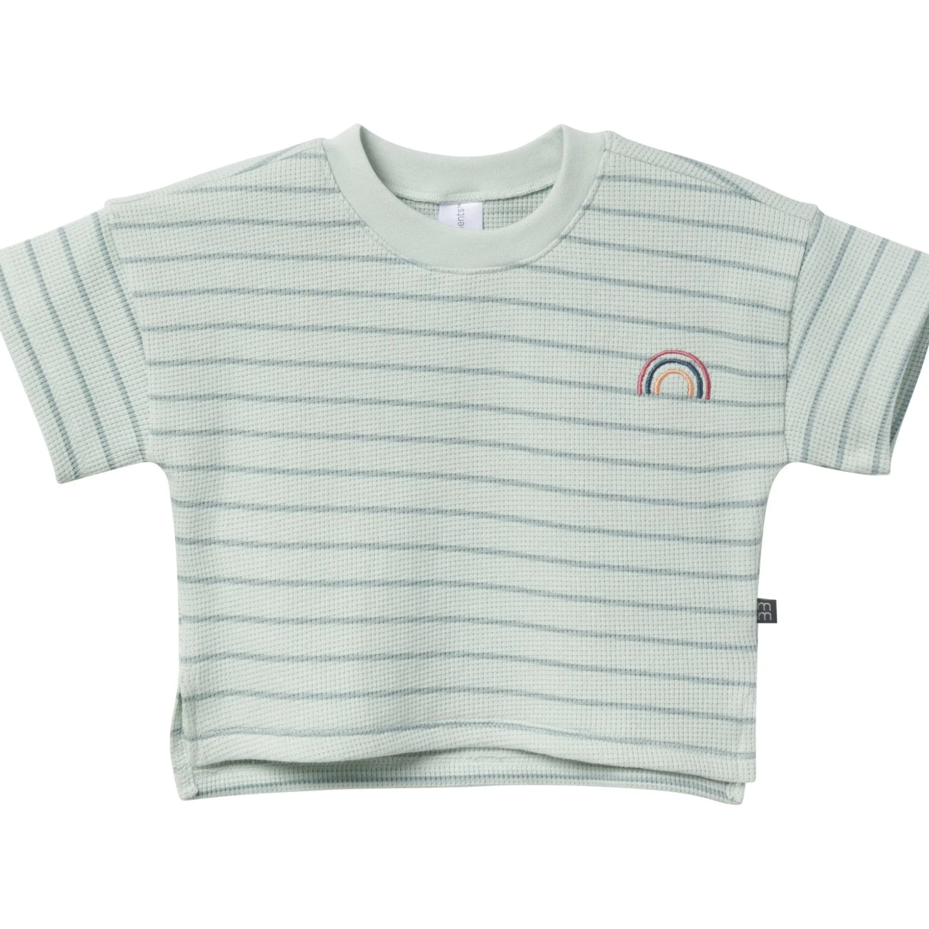 4-Piece Infant & Toddler Girls Light Sky Stripe Drop Shoulder Crop Tops and Shorts Set