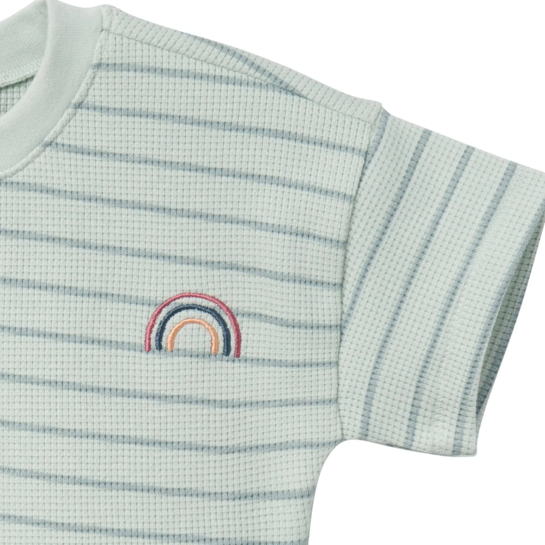 4-Piece Infant & Toddler Girls Light Sky Stripe Drop Shoulder Crop Tops and Shorts Set