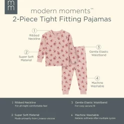2-Piece Infant & Toddler Girls Light Rose Dahlia Toss Hacci Pajama Set