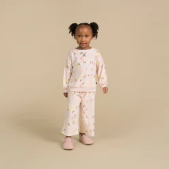 2-Piece Infant & Toddler Girls Light Pink Falling Flower Fleece Pajama Set