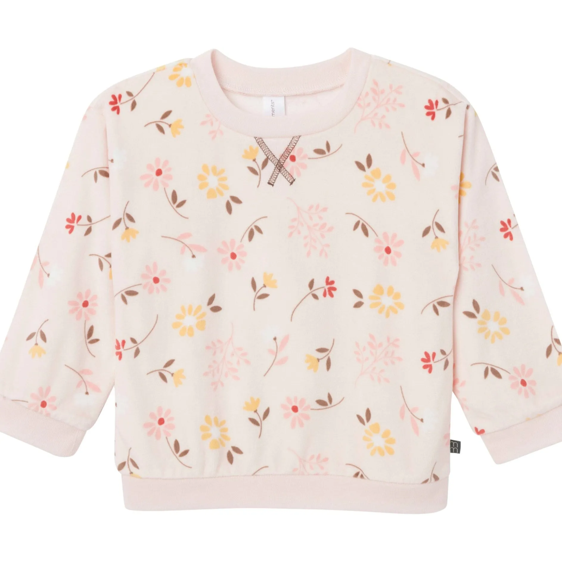 2-Piece Infant & Toddler Girls Light Pink Falling Flower Fleece Pajama Set