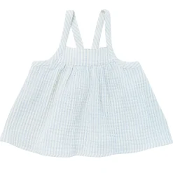 2-Piece Infant & Toddler Girls Light Blue Stripe Cropped Pants Set