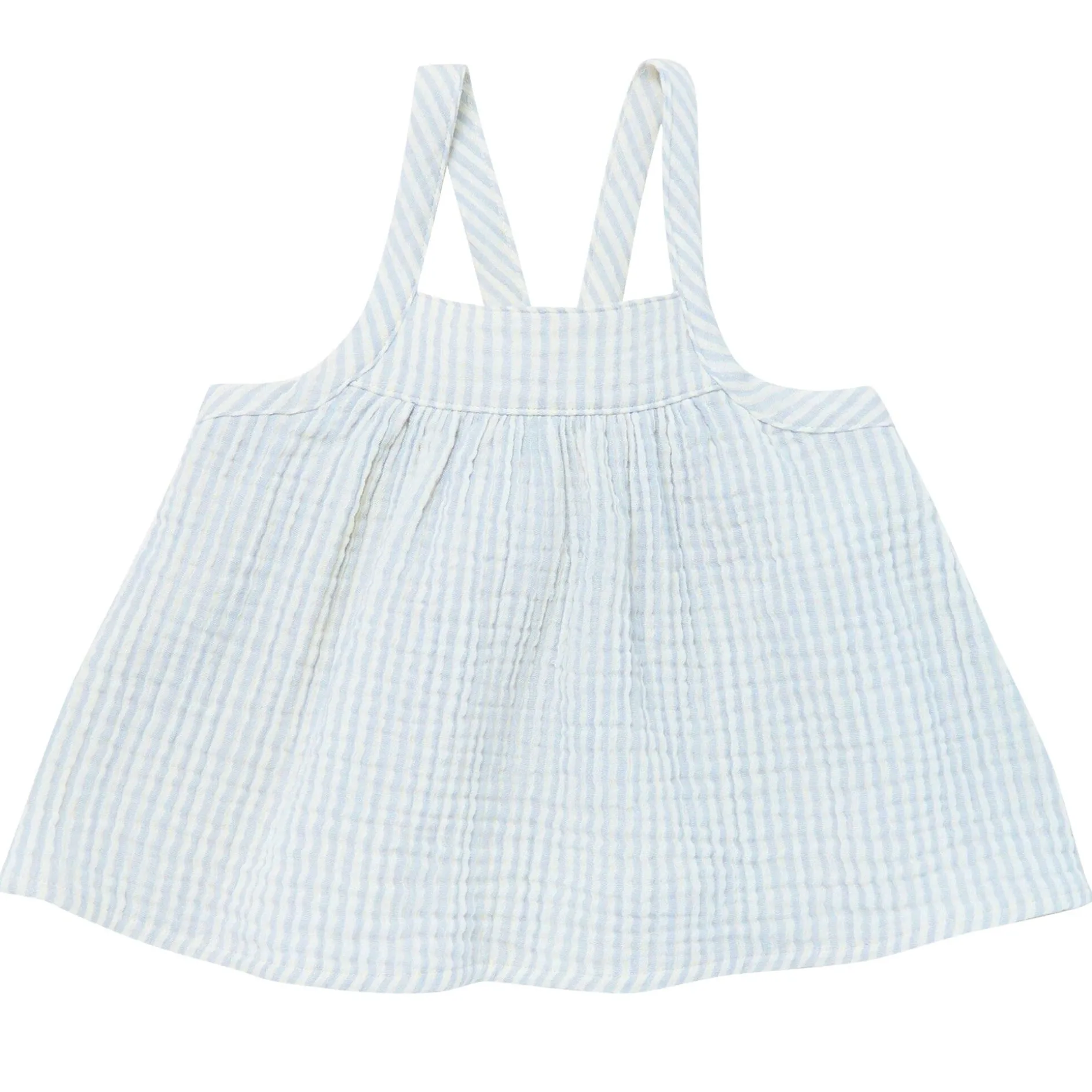 2-Piece Infant & Toddler Girls Light Blue Stripe Cropped Pants Set