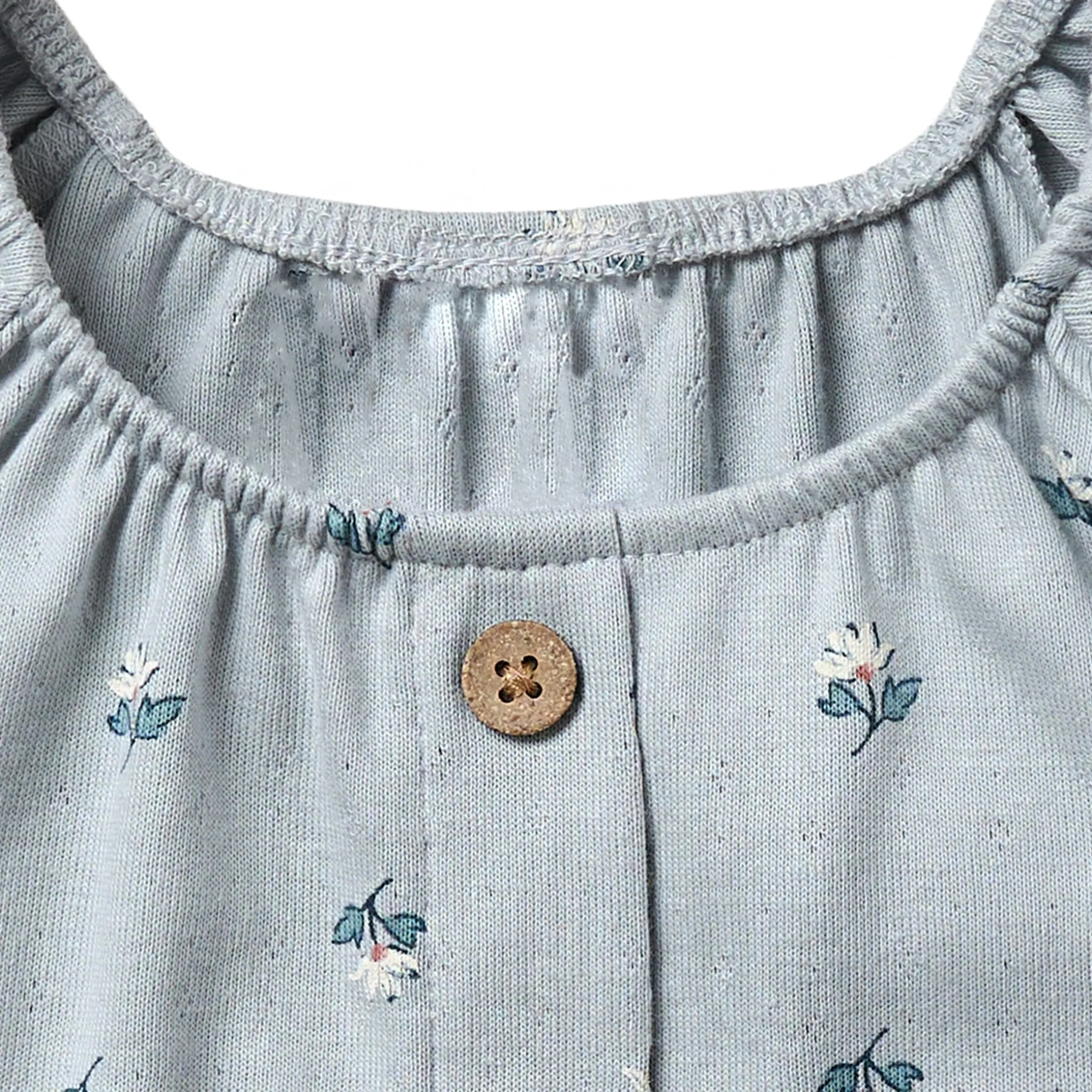 2-Piece Infant & Toddler Girls Light Blue Daisy Ruffled Sleeve Top & Smocked Wide Leg Shorts Set