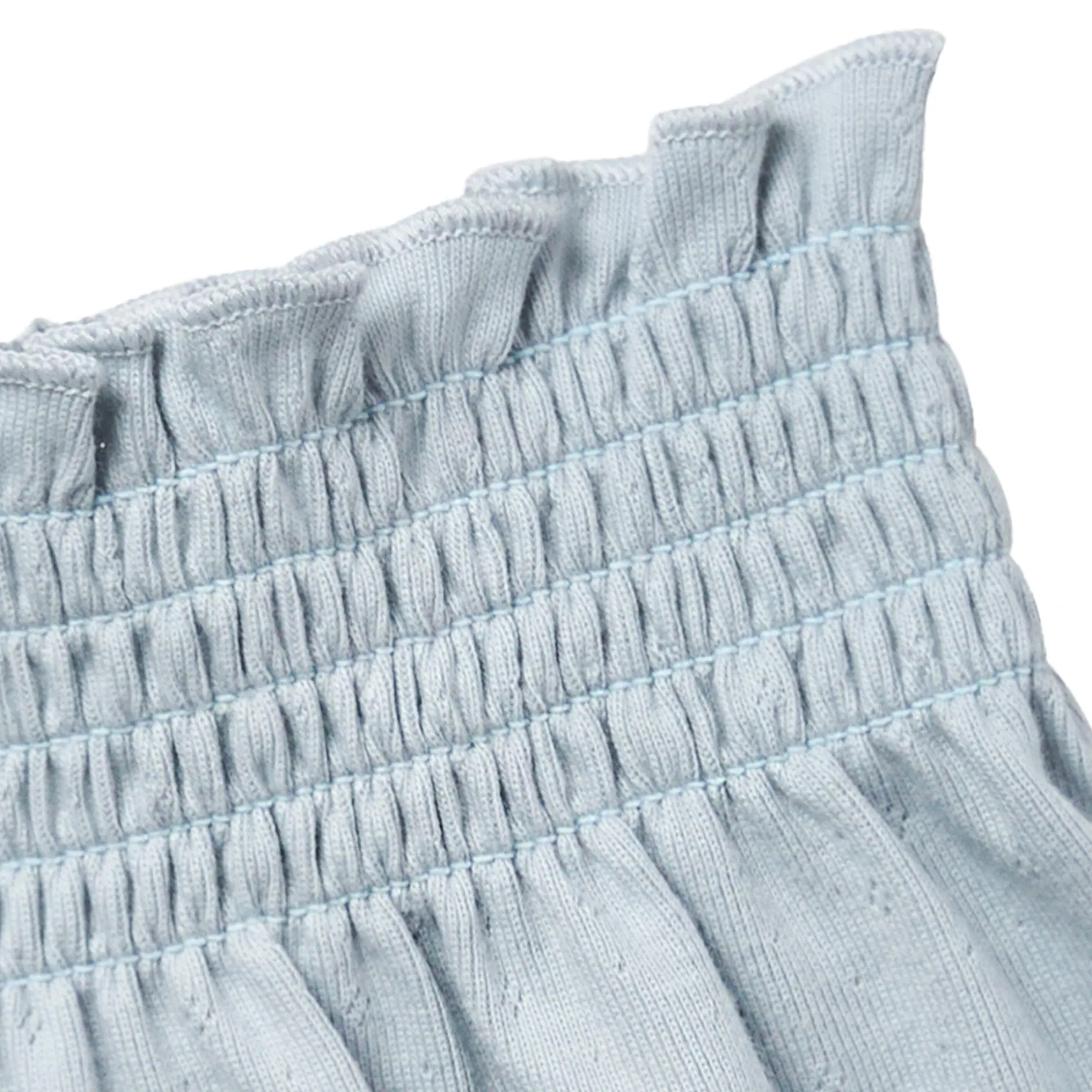 2-Piece Infant & Toddler Girls Light Blue Daisy Ruffled Sleeve Top & Smocked Wide Leg Shorts Set