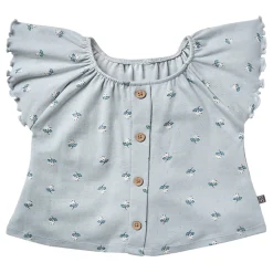 2-Piece Infant & Toddler Girls Light Blue Daisy Ruffled Sleeve Top & Smocked Wide Leg Shorts Set