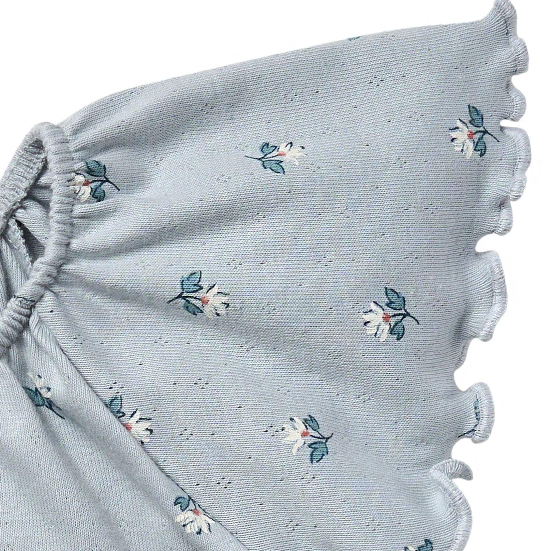 2-Piece Infant & Toddler Girls Light Blue Daisy Ruffled Sleeve Top & Smocked Wide Leg Shorts Set