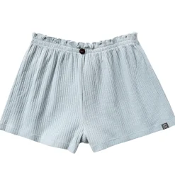 2-Piece Infant & Toddler Girls Light Blue Stripe Ruffled Sleeveless Top & Wide Leg Shorts Set