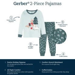 2-Piece Infant & Toddler Girls Mistletoe Snug Fit Pajama Set