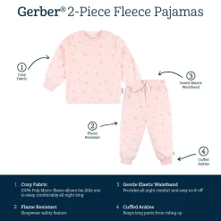2-Piece Infant & Toddler Girls Pink Stars Fleece Pajamas