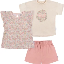 3-Piece Infant & Toddler Girls Pink Floral Shirts and Shorts Set