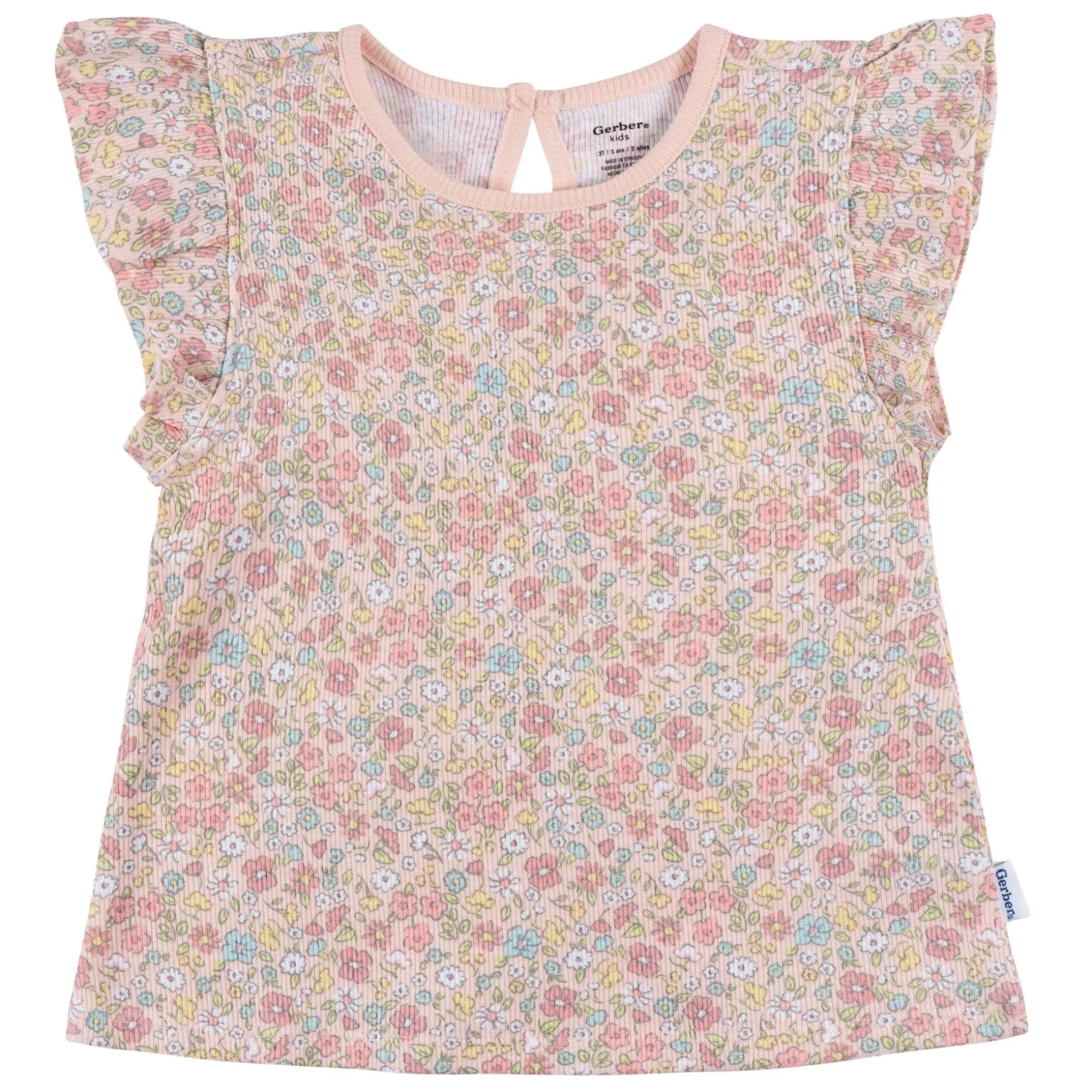 3-Piece Infant & Toddler Girls Pink Floral Shirts and Shorts Set