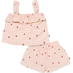 2-Piece Infant & Toddler Girls Rose Strawberry Gingham Top and Shorts Set