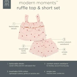 2-Piece Infant & Toddler Girls Rose Strawberry Gingham Top and Shorts Set