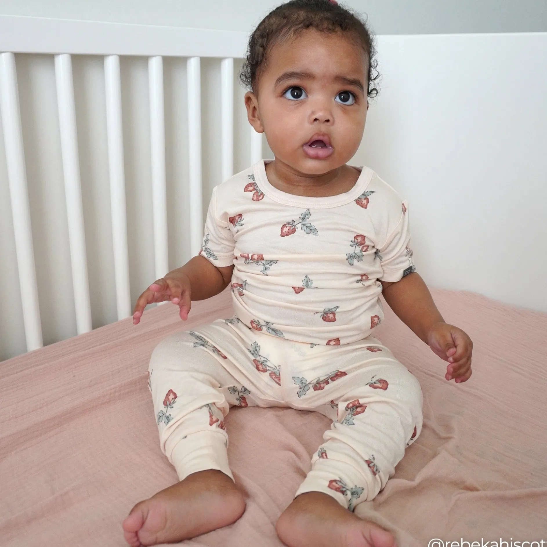 4-Piece Infant & Toddler Girls Rose Strawberry Viscose Snug Fitting Pajamas