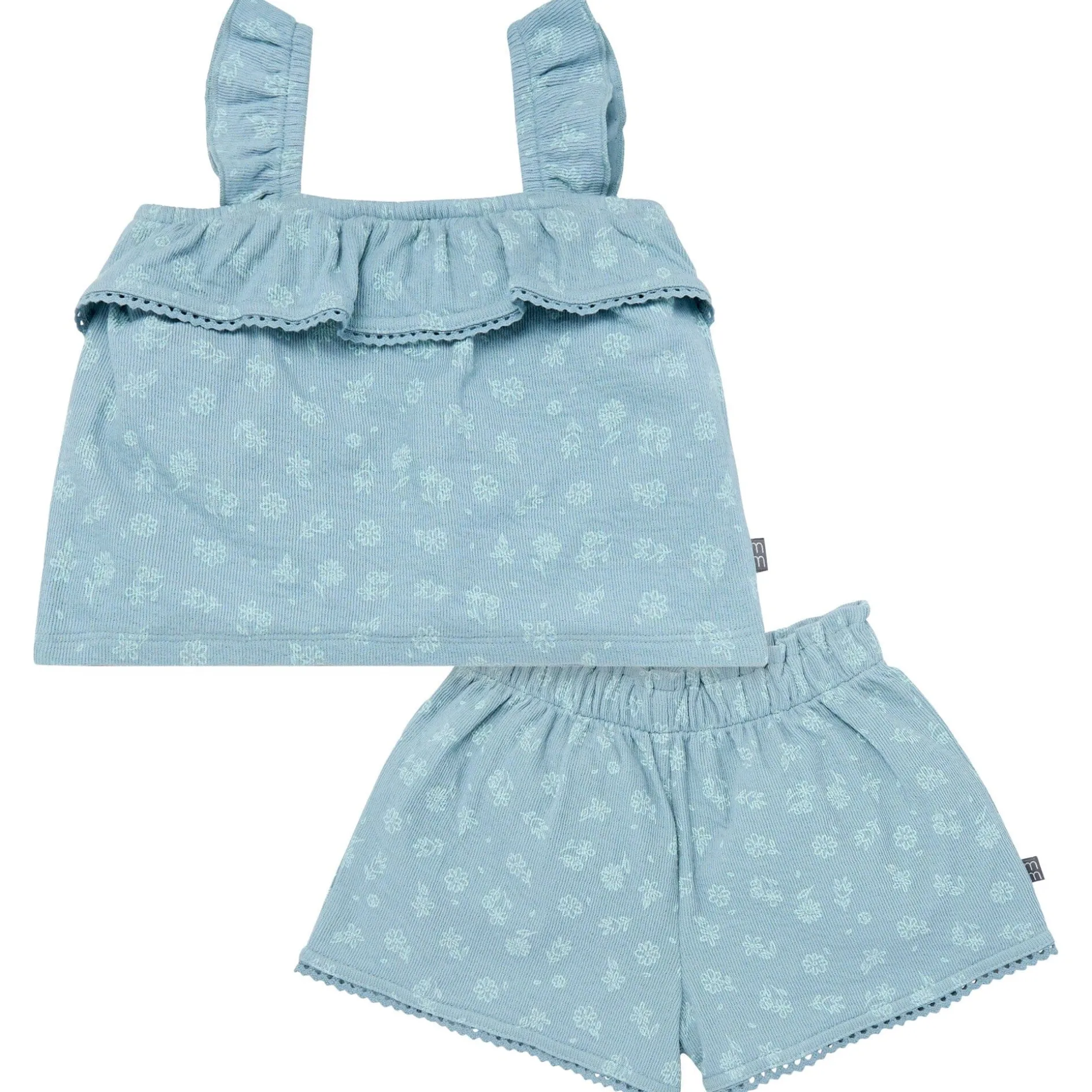 2-Piece Infant & Toddler Girls Teal Floral Top and Shorts Set
