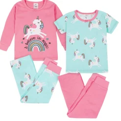 4-Piece Infant & Toddler Girls Unicorn Snug Fit Cotton Pajamas
