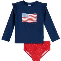 2-Piece Infant & Toddler Girls UPF 50+ USA Flag Rash Guard and Swim Bottoms Set