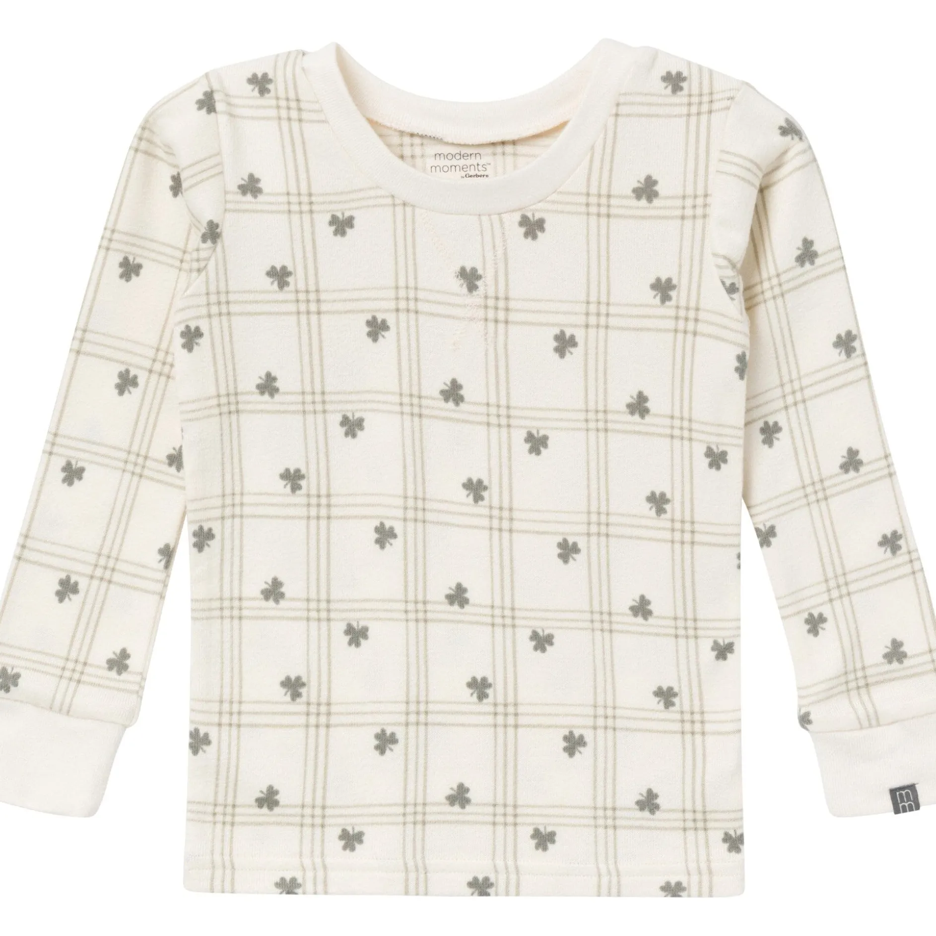 2-Piece Infant & Toddler Neutral Ivory Shamrock Snug Fitting Hacci Pajamas Set