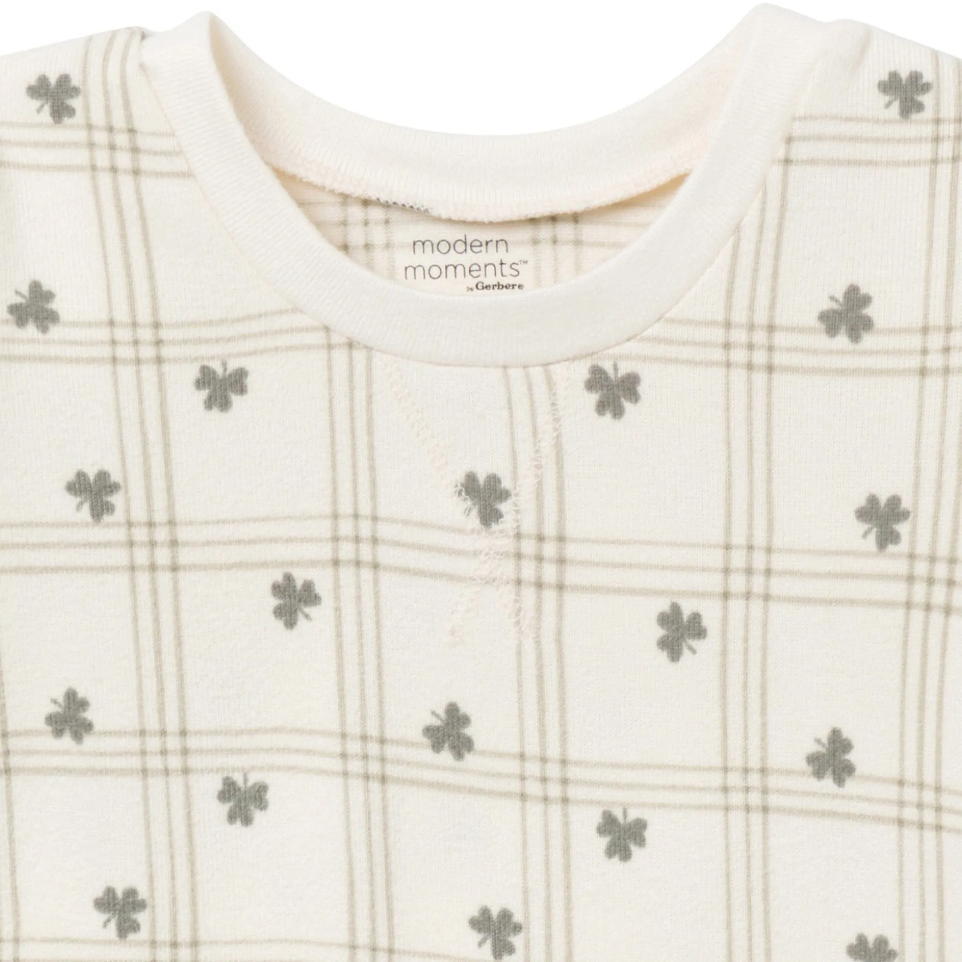 2-Piece Infant & Toddler Neutral Ivory Shamrock Snug Fitting Hacci Pajamas Set
