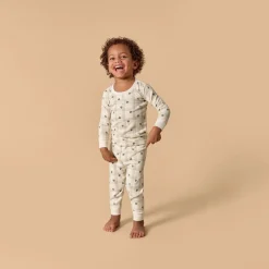 2-Piece Infant & Toddler Neutral Ivory Shamrock Snug Fitting Hacci Pajamas Set