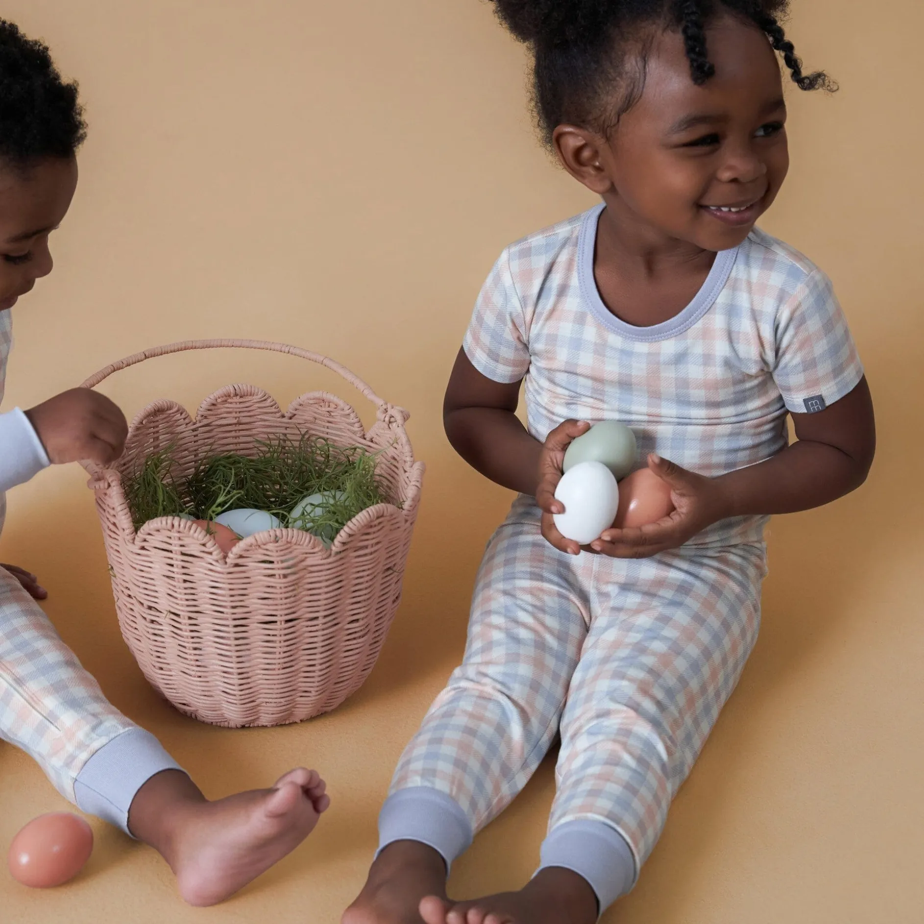 4-Piece Infant & Toddler Neutral Blue Plaid Viscose Snug Fitting Pajamas