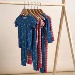 4-Piece Infant & Toddler Neutral Blue Umbrella Viscose Snug Fitting Pajamas