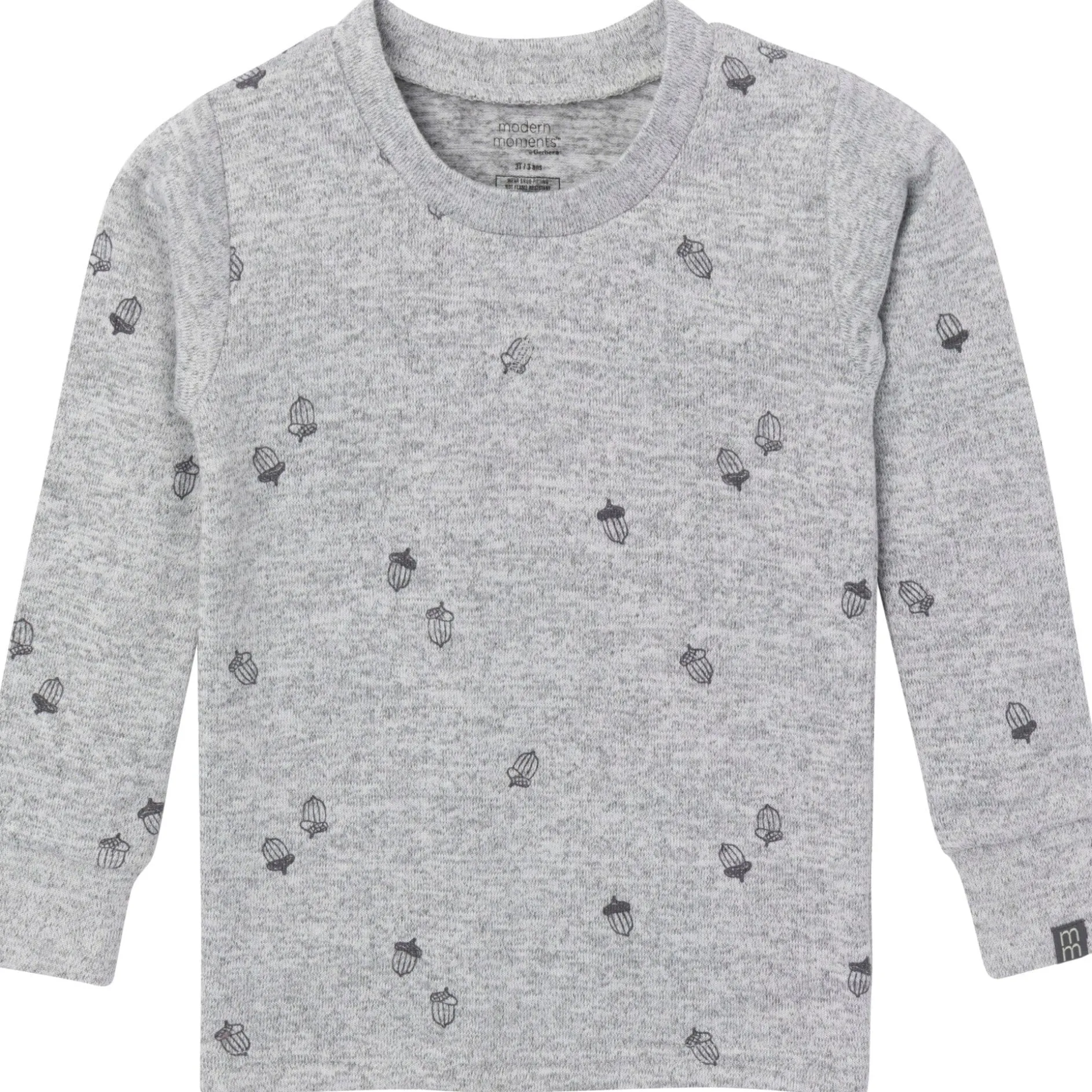 2-Piece Infant & Toddler Neutral Grey Heather Acorn Hacci Pajama Set