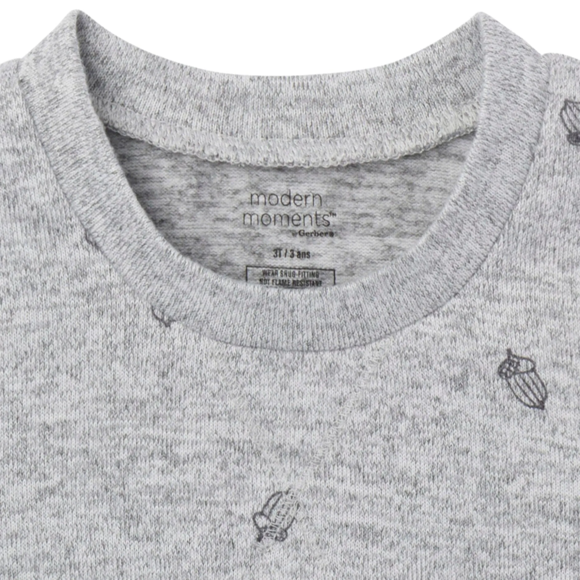 2-Piece Infant & Toddler Neutral Grey Heather Acorn Hacci Pajama Set