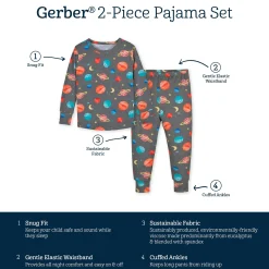 2-Piece Infant & Toddler Outer Space Buttery Soft Viscose Made from Eucalyptus Snug Fit Pajamas