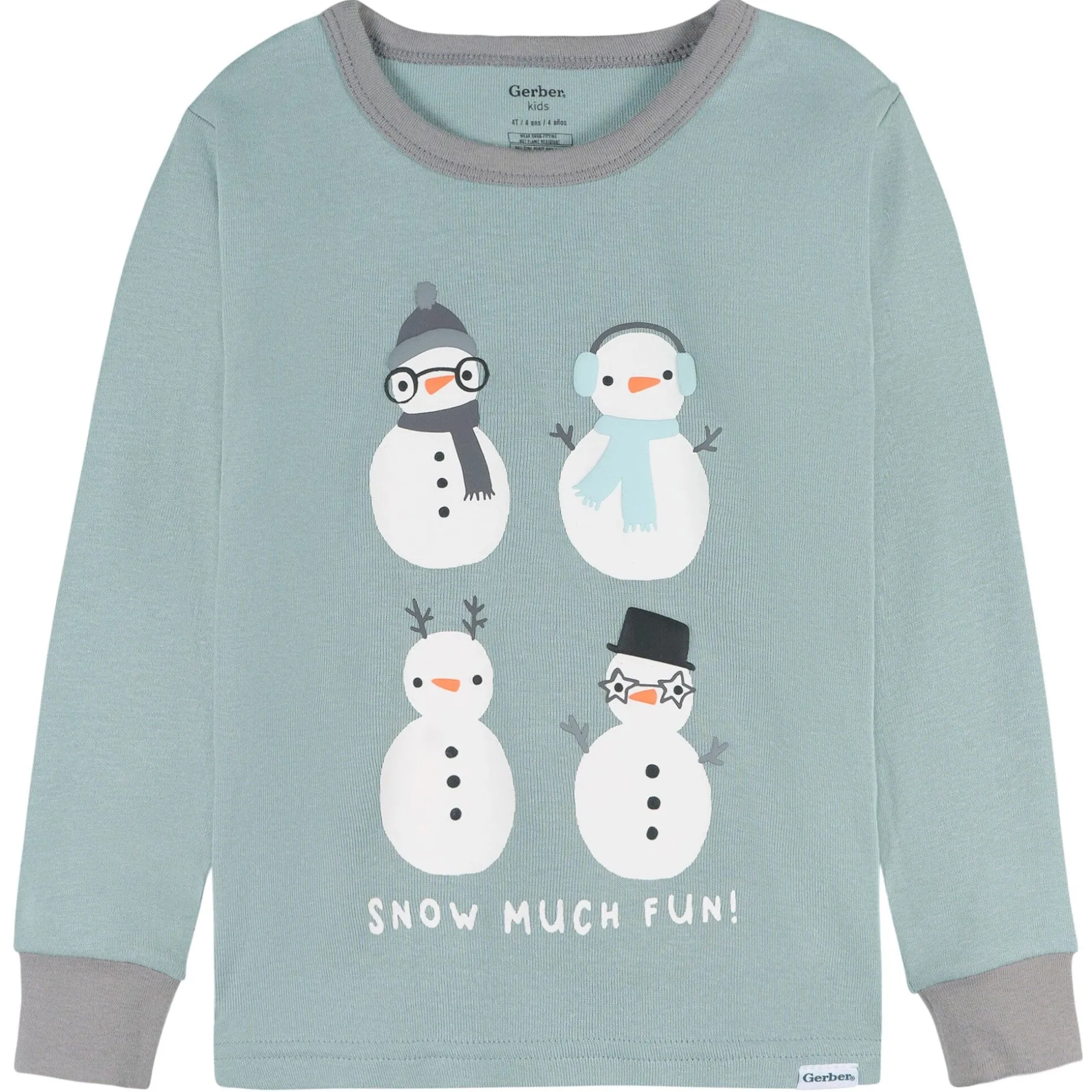 2-Piece Infant & Toddler Snowman Stripe Snug Fit Pajama Set