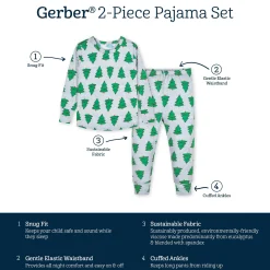 2-Piece Infant & Toddler Spruce Buttery Soft Viscose Made from Eucalyptus Snug Fit Holiday Pajamas