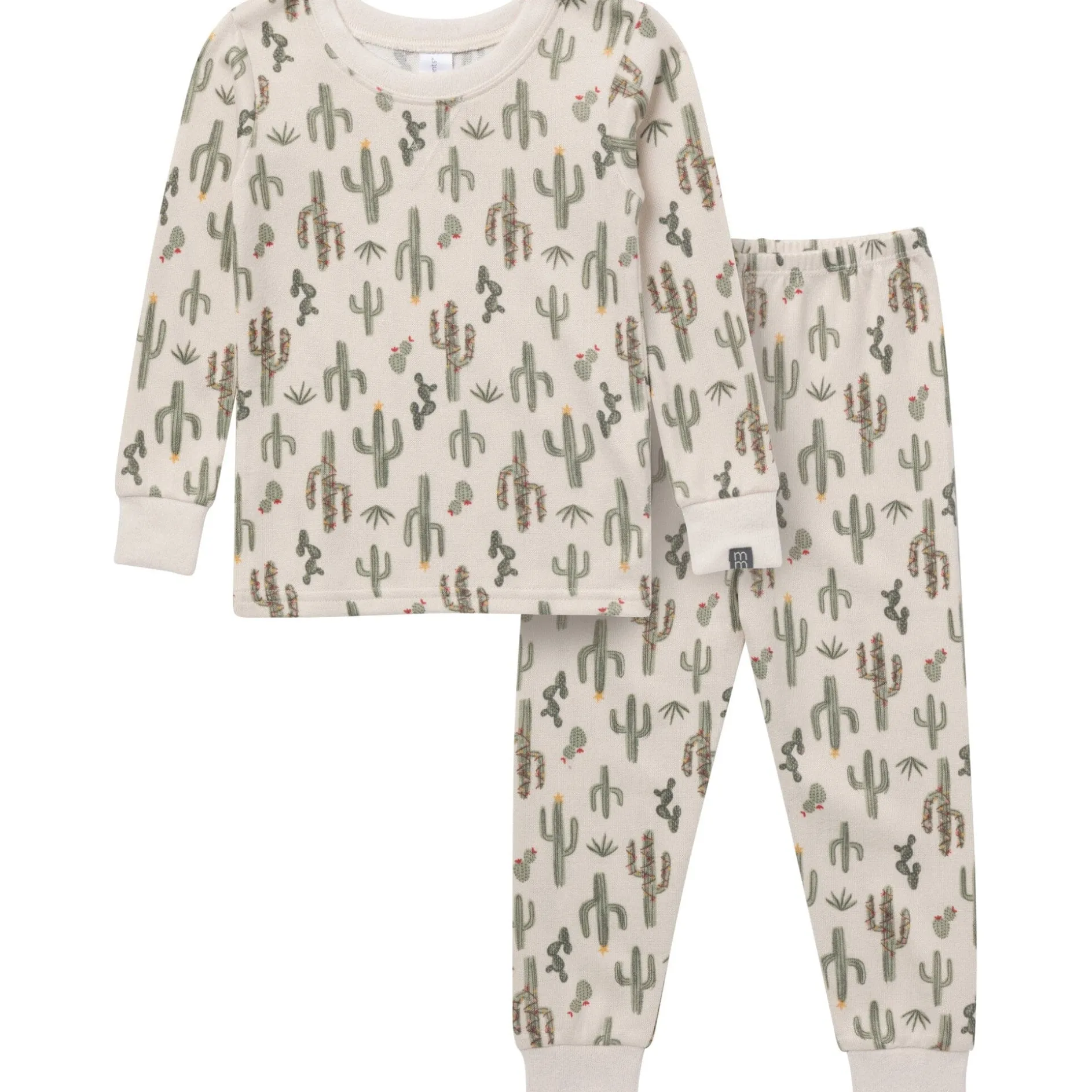 2-Piece Neutral Christmas Cactus Snug Fit Pajama Set