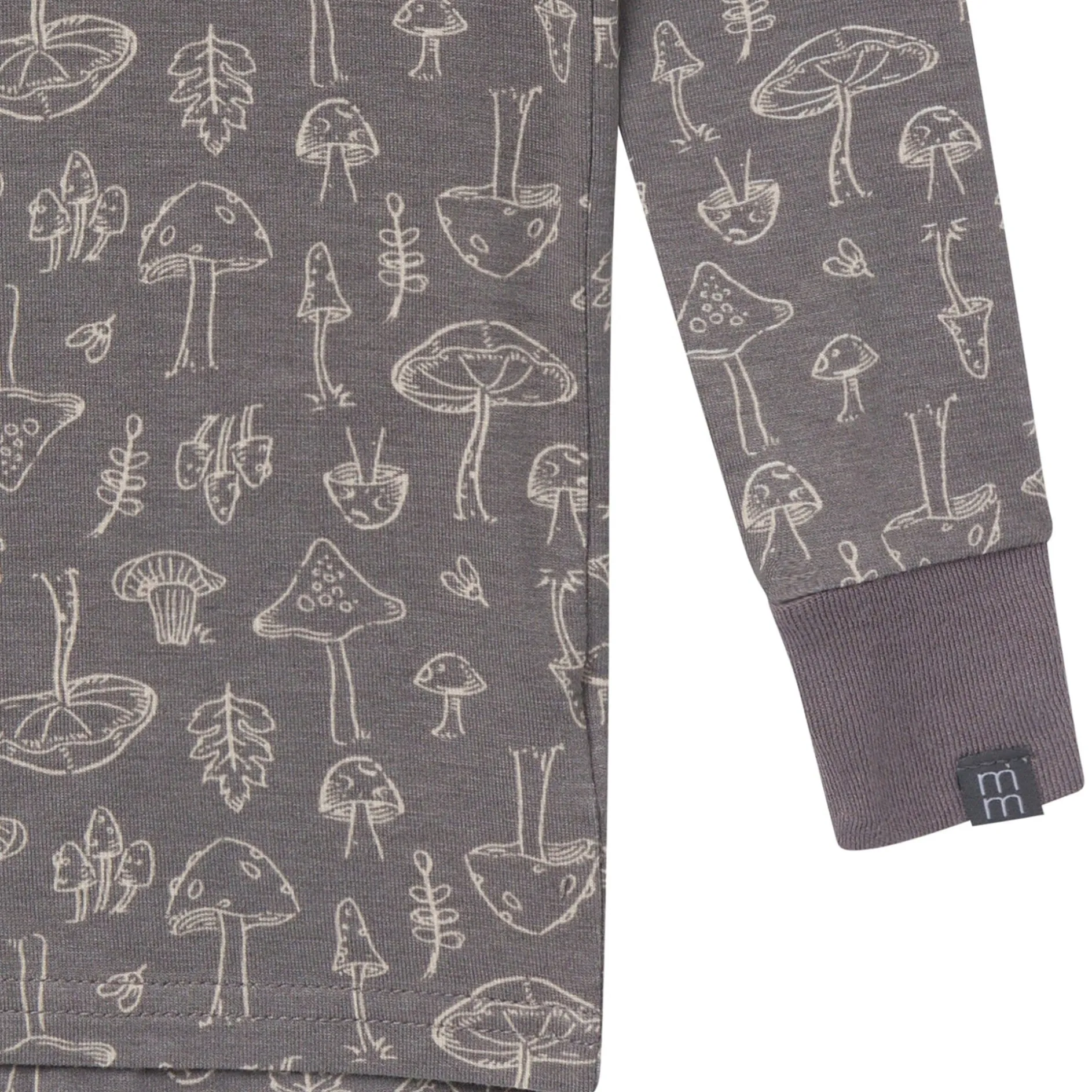 4-Piece Neutral Mushrooms Viscose Snug Fit Pajama Set