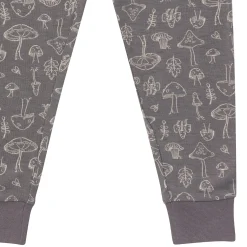 4-Piece Neutral Mushrooms Viscose Snug Fit Pajama Set
