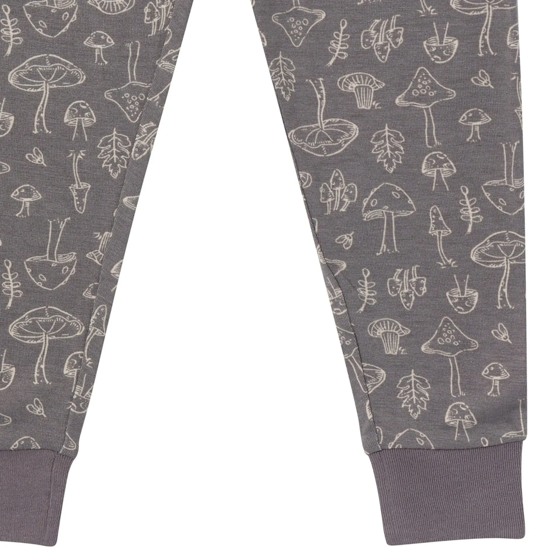 4-Piece Neutral Mushrooms Viscose Snug Fit Pajama Set