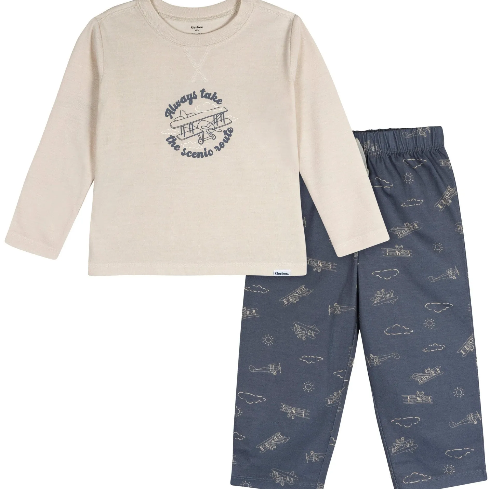 2-Piece Toddler Boys Airplane Pajama Set