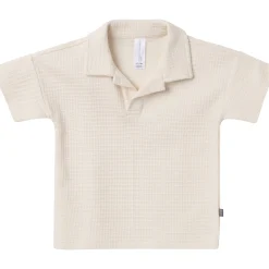 2-Piece Toddler Boys Beige Johnny Collar Shirt and Shorts Set
